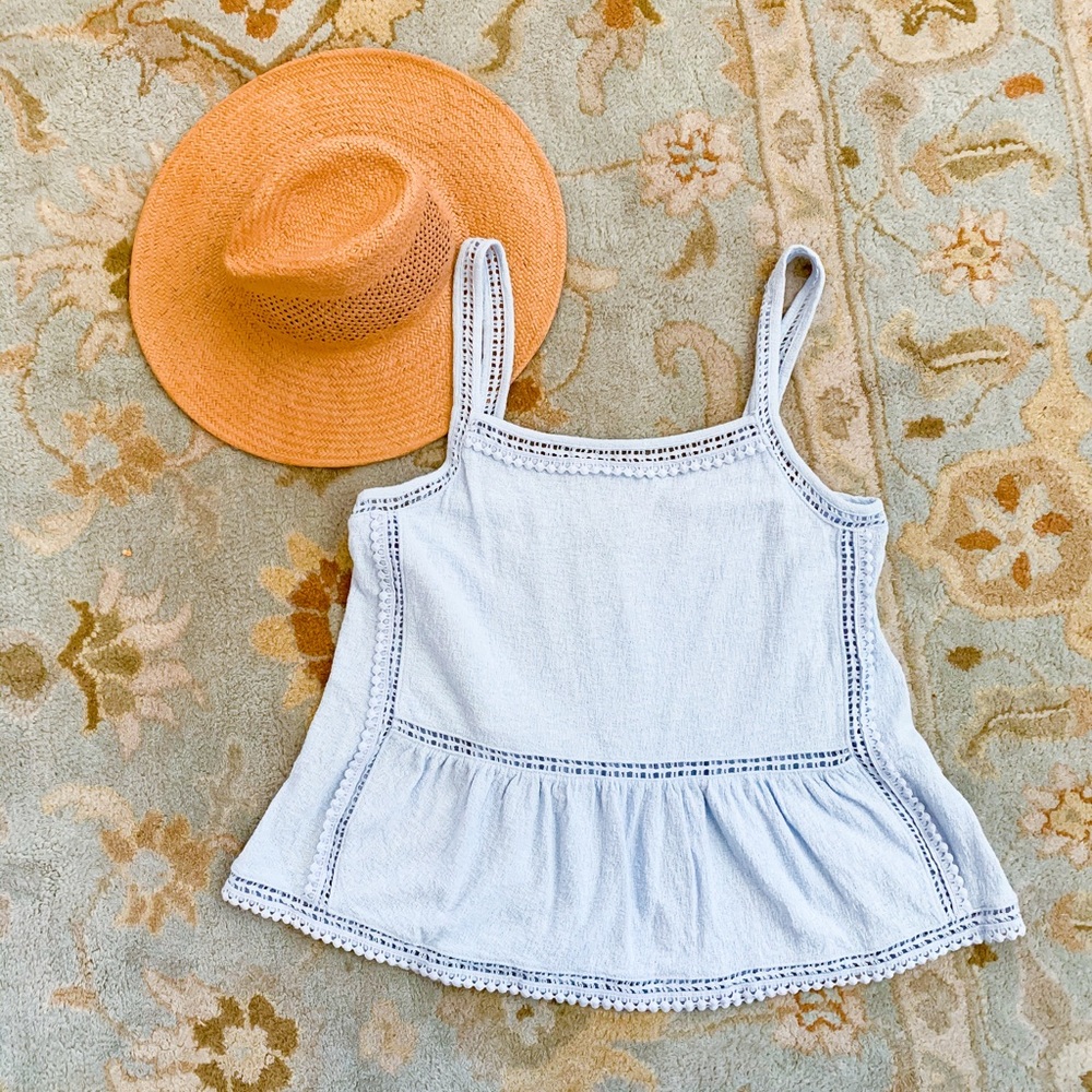 J. Crew Point Sur embroidered blue tank size L
